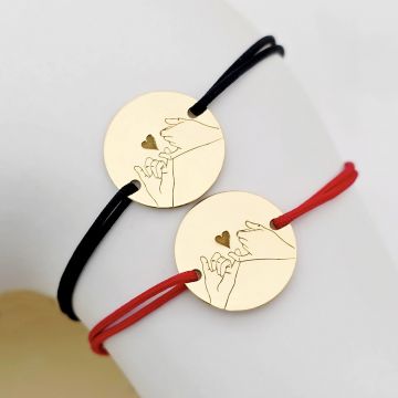 Set 2 bratari - Pinky Promise - Argint 925 placat cu Aur Galben 18K - snur reglabil