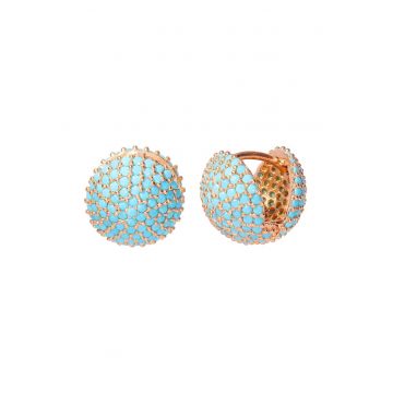 Cercei placati cu aur rose de 14K si decorati cu zirconia