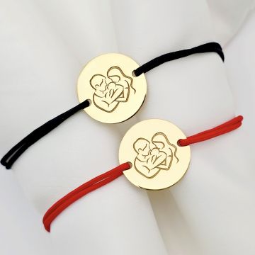 Set CADOU Parinti - Bratara banut personalizata - Proaspeti parinti - Argint 925 placat cu Aur Galben 18K, snur simplu