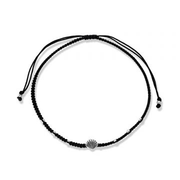 Bratara cu snur Black Silver Shell