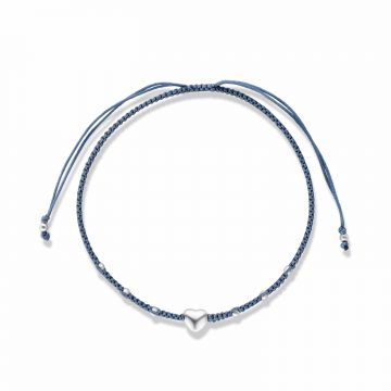 Bratara cu snur Blue Heart