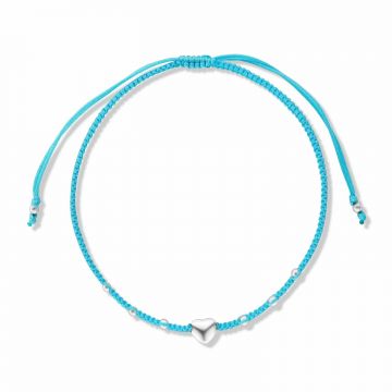 Bratara cu snur Light Blue Heart