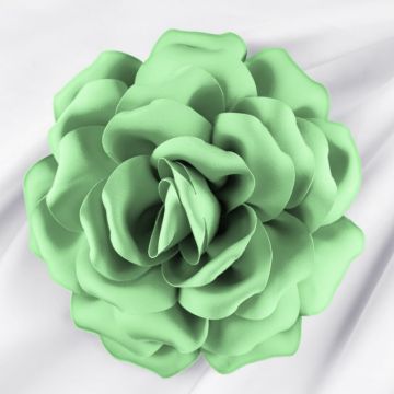 Brosa floare verde menta cu diametru de 15 cm, cu clips pentru par