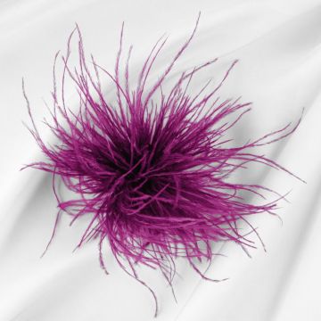 Brosa puf pene fine magenta cu diametru de 15 cm, cu clips pentru par