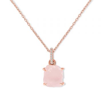 Colier din argint Rose Gold Piece of Rose Quartz