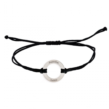 Daire - Bratara personalizata cu banut decupat si snur gros din argint 925