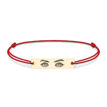 Eyes - Bratara personalizata cu fotografia ochilor si tablita cu snur din argint 925 placat cu aur galben 24K