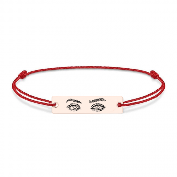 Eyes - Bratara personalizata cu fotografia ochilor si tablita cu snur din argint 925 placat cu aur roz