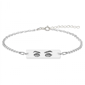 Eyes - Bratara personalizata cu fotografia ochilor si tablita din argint 925 - Lant Anchor