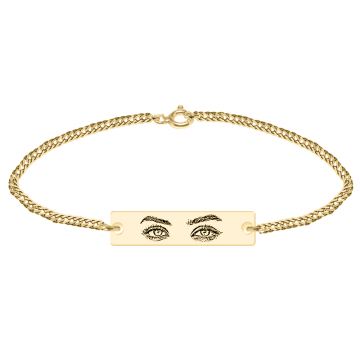 Eyes - Bratara personalizata cu fotografia ochilor si tablita din argint 925 placat cu aur galben 24K - Lant Curb 3mm