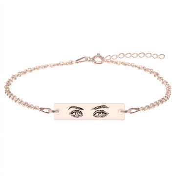 Eyes - Bratara personalizata cu fotografia ochilor si tablita din argint 925 placat cu aur roz - Lant Anchor