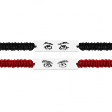 Eyes - Set bratari personalizate cu fotografia ochilor si tablita cu snur impletit din argint 925