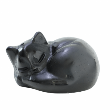 Figurina Pisicuta Adormita 4 cm din Obsidian Natural - Protectie si Liniste