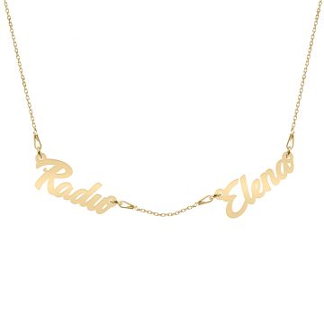 Heritage - Colier personalizat cu doua-cinci nume din argint 925 placat cu aur galben 24K