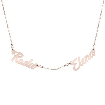 Heritage - Colier personalizat cu doua-cinci nume din argint 925 placat cu aur roz