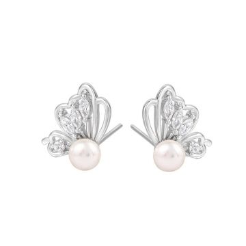 Cercei argint 925, JW1104, model fluture, placati cu rodiu