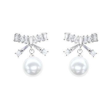 Cercei argint 925, JW1105, model fundita cu perla, placati cu rodiu