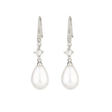 Cercei argint 925, JW1113, model elegant cu perla, placati cu rodiu