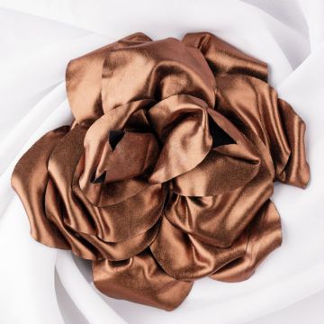 Brosa floare cu diametru de 15 cm, cu clips pentru par, cupru metalizat