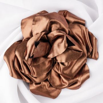 Brosa floare cu diametru de 15 cm, cu clips pentru par, cupru metalizat