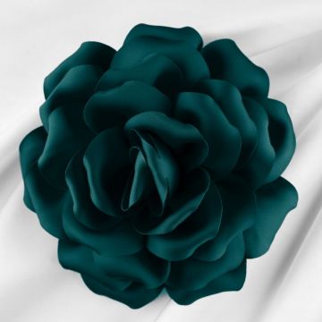 Brosa floare turcoaz inchis cu diametru de 15 cm, cu clips pentru par