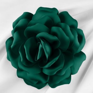 Brosa floare verde inchis cu diametru de 15 cm, cu clips pentru par
