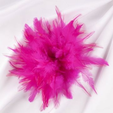 Brosa puf pene fucsia cu diametru de 17 cm, cu clips pentru par