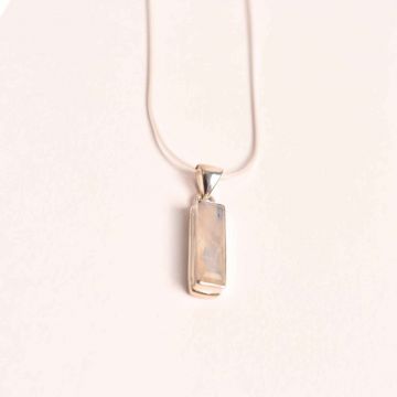 Colier Argint 925 cu Piatra Lunii Curcubeu Fatetat ,   Bijuterie pentru Echilibru Emotional, va6 - 3.08