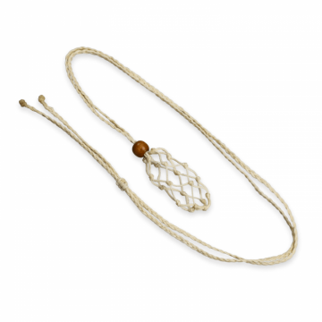 Colier Reglabil Bej Model Macrame din bumbac - Pentru Piatra ta Favorita
