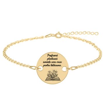Growing - Bratara personalizata pentru profesori din argint 925 placat cu aur galben 24 karate