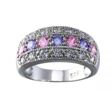 Inel dama cu pietre Topaz, placat cu argint 925, marca Trendy Secret, marimea 6
