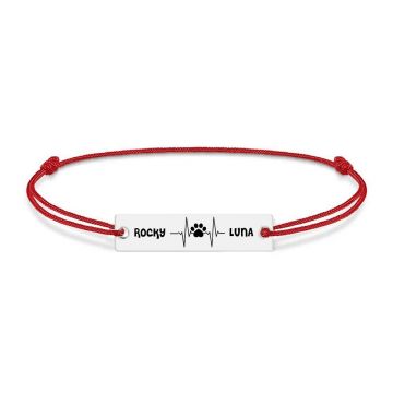 Pulse Paw - Bratara personalizata snur puls cu labuta si numele animalelor de companie din argint 925
