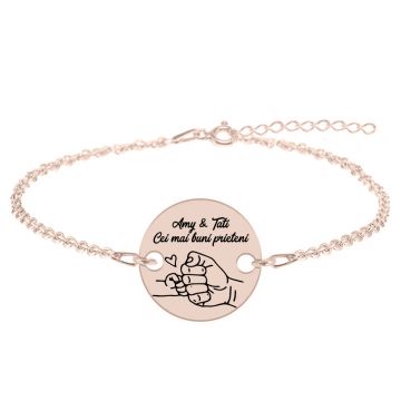 Alan - Bratara personalizata cu banut pentru tata din argint 925 placat cu aur roz