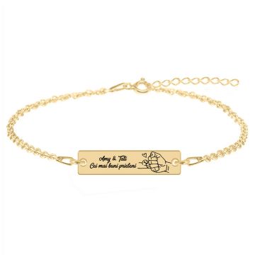 Alan - Bratara personalizata tablita pentru tata din argint 925 placat cu aur galben 24K