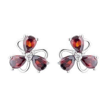 Cercei argint 925, JW1264, model floare, placati cu rodiu