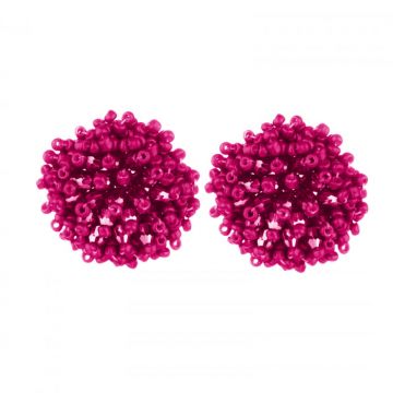 Cercei in forma de papadie cu pietricele mici fucsia