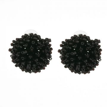 Cercei in forma de papadie cu pietricele mici negre