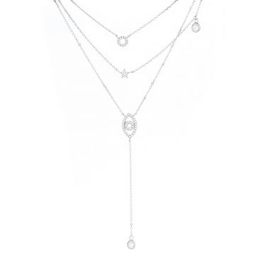 Lantisor argint 925, JW1243, model ochisor si steluta, placat cu rodiu