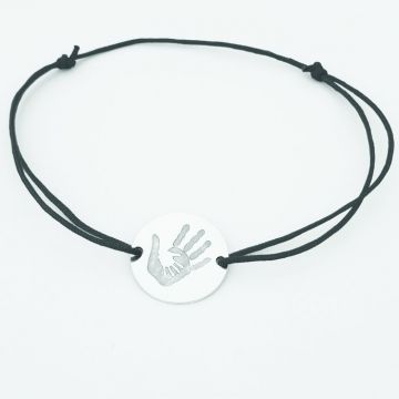 Bratara 2 maini unite - Argint 925, snur negru