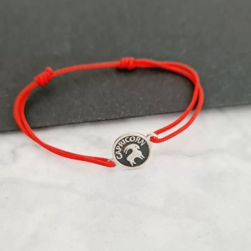 BRATARA ARGINT CAPRICORN - SNUR ROSU