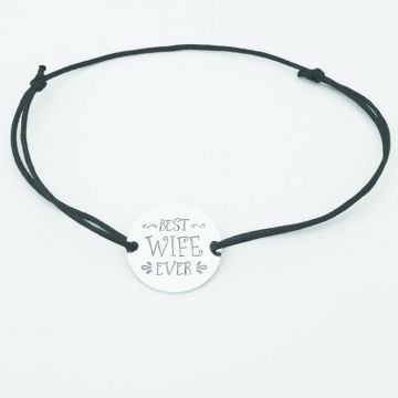Bratara Best wife ever - Argint 925, snur negru