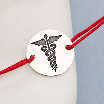 Bratara Caduceus - Argint 925 - Snur reglabil, diverse culori