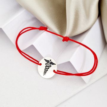 Bratara Caduceus - Argint 925 - Snur reglabil, diverse culori