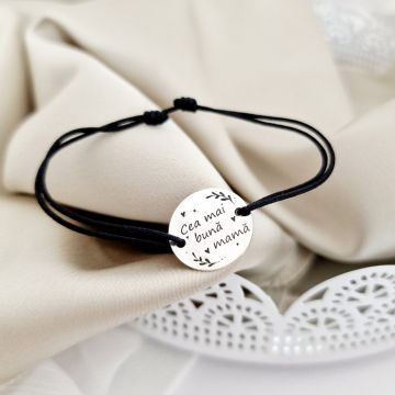 Bratara Cea mai buna mama - Argint 925, snur negru