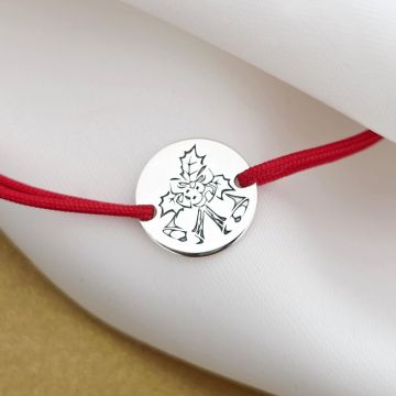 Bratara Craciun - Clinchet de clopotei - Argint 925, snur reglabil diverse culori