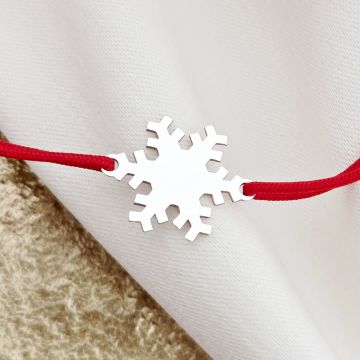 Bratara Craciun - Fulg de nea - Argint 925, snur reglabil diverse culori