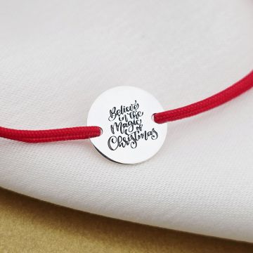 Bratara Craciun - Magia Craciunului - Argint 925, snur reglabil diverse culori