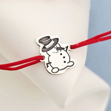 Bratara Craciun - Omul de zapada - Argint 925, snur reglabil diverse culori