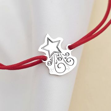 Bratara Craciun - Steaua sus rasare - Argint 925, snur reglabil diverse culori