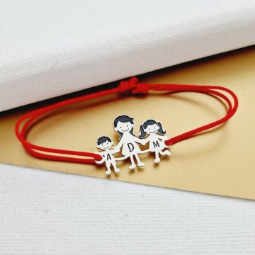 Bratara Familie - 3 Membri - pandant Argint 925 - snur reglabil